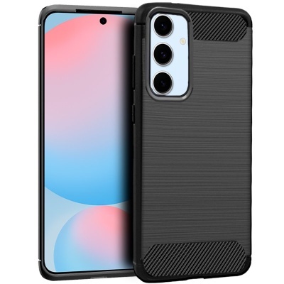 Smartphone com capa preta texturizada e câmara tripla visível