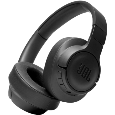 Headphones JBL pretos circum-auriculares com almofadas de couro sintético