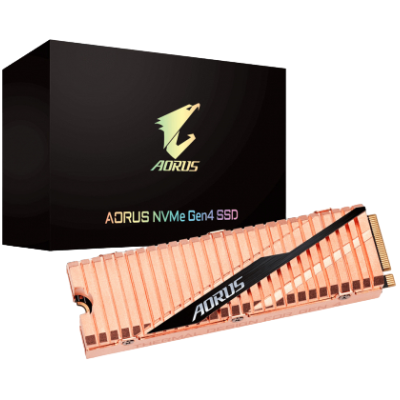 Disco SSD NVMe Gen4 AORUS com dissipador de calor de cobre e embalagem preta