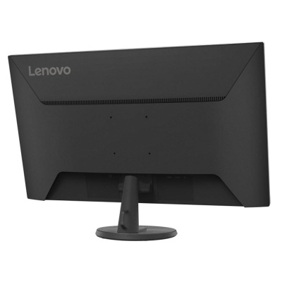 Monitor Lenovo preto visto de trás com suporte circular