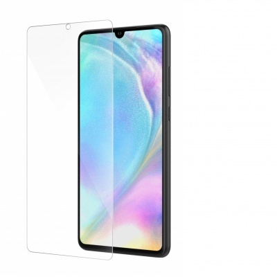 Smartphone preto com protector de ecrã transparente