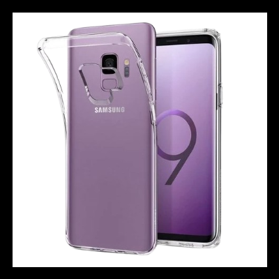 Telemóvel Samsung roxo com capa transparente e número 9 no ecrã