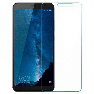 Smartphone preto com imagem de céu estrelado e protetor de ecrã transparente