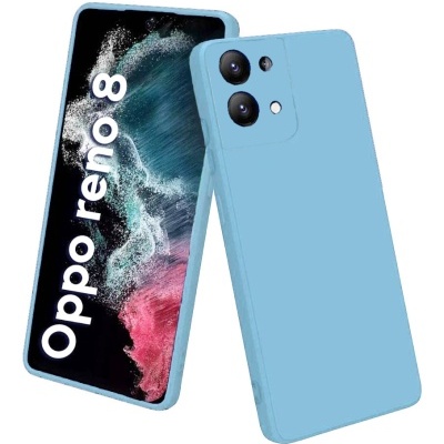 Smartphone Oppo Reno8 azul com duas câmaras traseiras e ecrã frontal