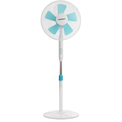 Ventoinha de pé branca com aspas azuis