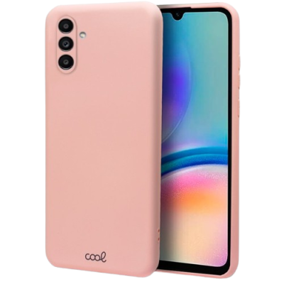 Smartphone com capa cor de rosa claro e três câmaras traseiras