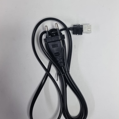 Cabo de alimentação elétrico preto com ficha de dois pinos e conector branco