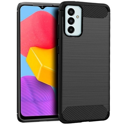Smartphone com capa protetora preta de textura riscada