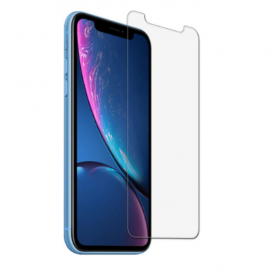 Smartphone azul com protetor de ecrã transparente à frente