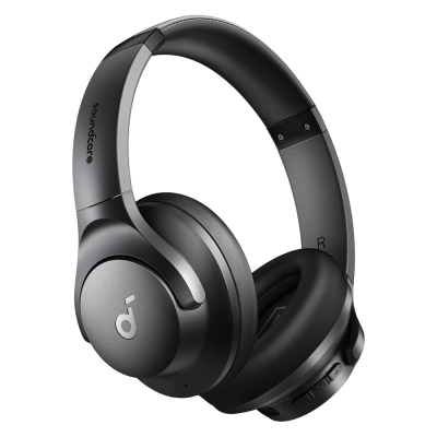 Auriculares Soundcore cinza escuro com almofadas acolchoadas