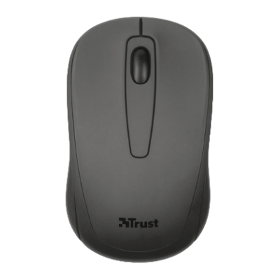 Rato Trust preto sem fios com botão central de scroll