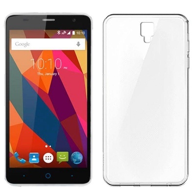 Smartphone com ecrã colorido e capa transparente ao lado