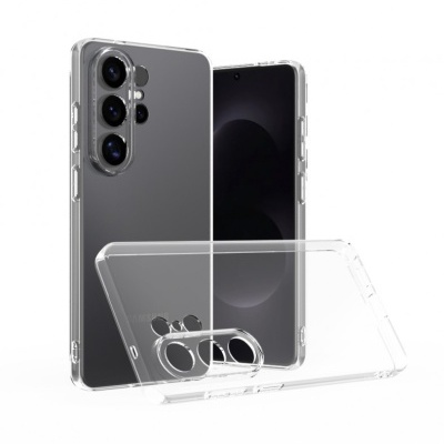 Telemóvel Samsung cinzento com capa protetora transparente