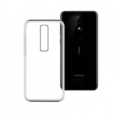 Smartphone preto Nokia com capa transparente