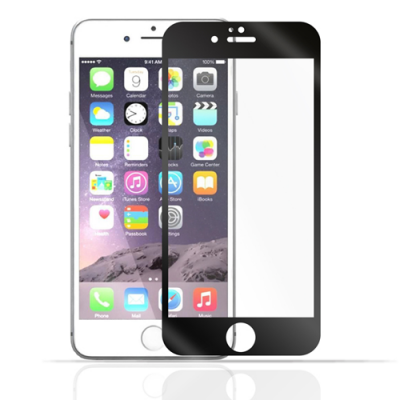 Smartphone branco com protetor de ecrã preto em vidro temperado