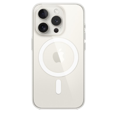 Telemóvel branco com três câmaras traseiras e anel magnético circular