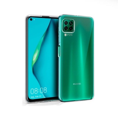 Smartphone Huawei verde esmeralda com capa protetora transparente