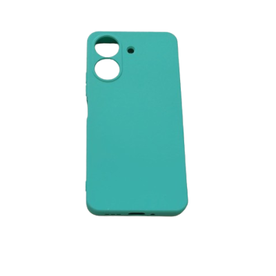 Capa para smartphone azul turquesa em silicone com recortes para câmara.