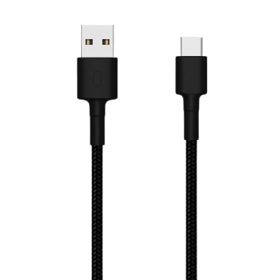 Cabo USB tipo A para USB tipo C preto com cabo trançado