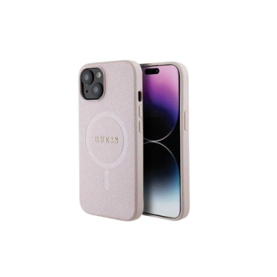 Telemóvel com capa protetora crème com logótipo GUESS em relevo dourado