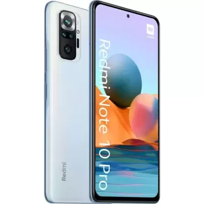Smartphone Xiaomi Redmi Note 10 Pro com ecrã grande e traseira prata