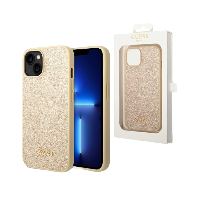 Estojo dourado glitter para smartphone Guess com embalagem branca