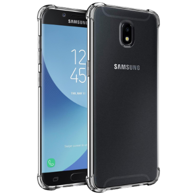 Smartphone Samsung com capa protetora transparente