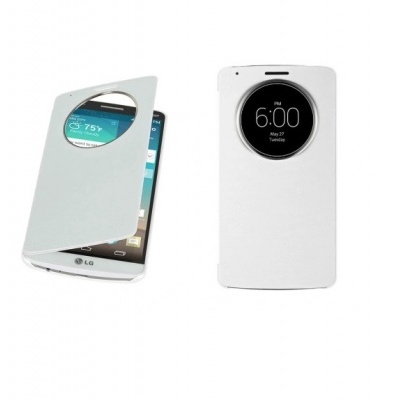 Capa protetora branca para smartphone LG com visor circular e janela circular