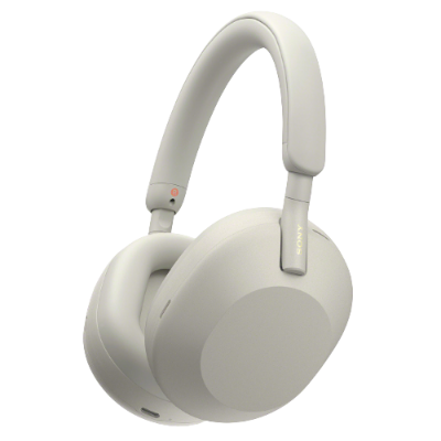 Auscultadores Sony cinzento claro com design almofadado e acabamento mate