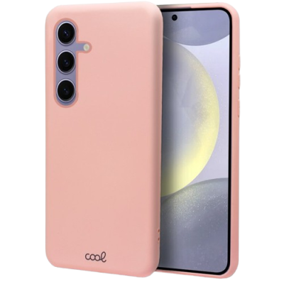 Capa cor de rosa para smartphone com três câmaras e texto 'cool'