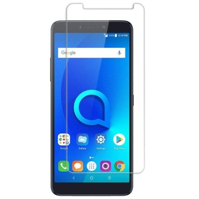 Smartphone com protetor de ecrã transparente sobre o ecrã azul