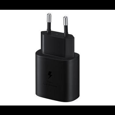 Carregador de parede preto com duas fichas redondas