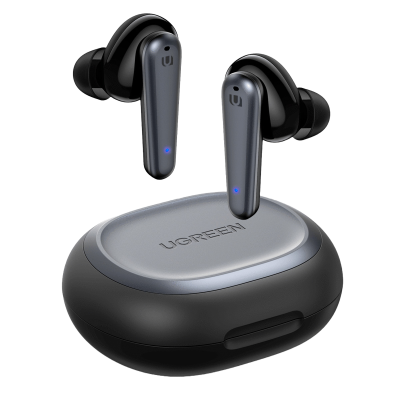 Auriculares wireless pretos com estojo cinza UGREEN