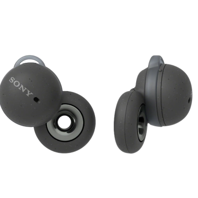 Auscultadores intra-auriculares cinzentos da Sony com design arredondado