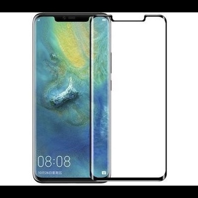 Protetor de ecrã preto transparente ao lado de telemóvel com ecrã azul e verde