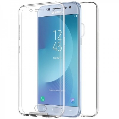 Capa protetora transparente para smartphone Samsung com telemóvel azul