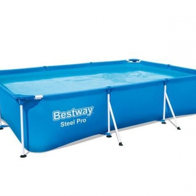 Piscina retangular azul Bestway Steel Pro com estrutura metálica branca