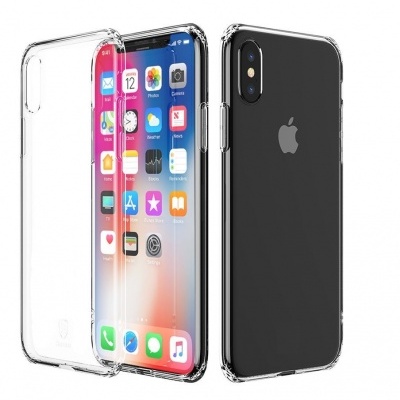 Capa protetora transparente para smartphone com telemóvel Apple preto
