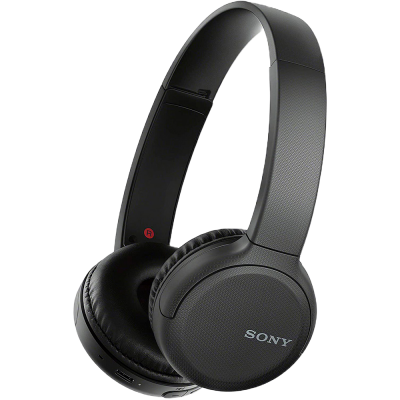 Auscultadores auriculares Sony pretos com almofadas de couro sintético e logótipo branco
