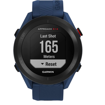 Relógio inteligente Garmin Approach S12 azul com mostrador digital preto e branco