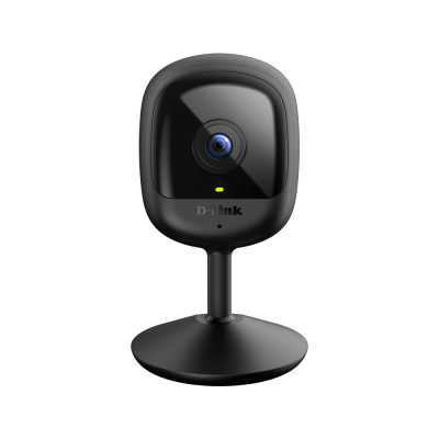 Câmara de vigilância D-Link preta com lente e suporte redondo