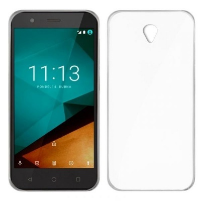 Smartphone com ecrã a mostrar hora e capa protetora transparente