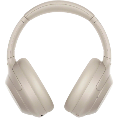 Headphones over-ear bege claro com design moderno e acolchoado