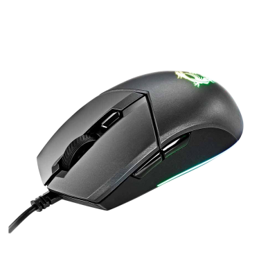 Rato de videojogo preto com iluminação LED verde