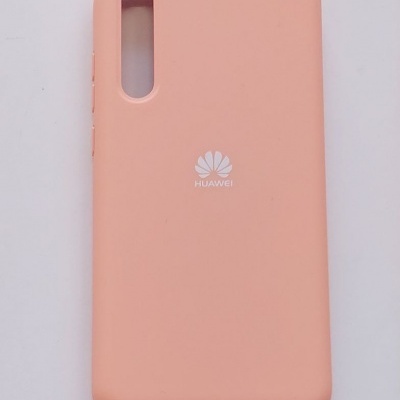 Capa de telemóvel rosa clara Huawei em silicone com logótipo central