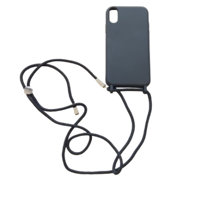 Capa de smartphone preta com cordão ajustável