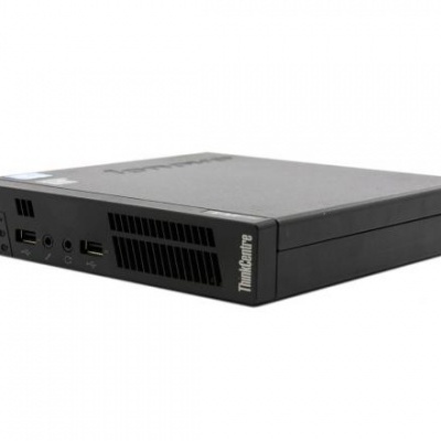 Computador compacto Lenovo ThinkCentre preto de lado