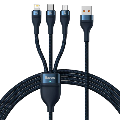 Cabo multifuncional Baseus preto com vários conectores e USB-A