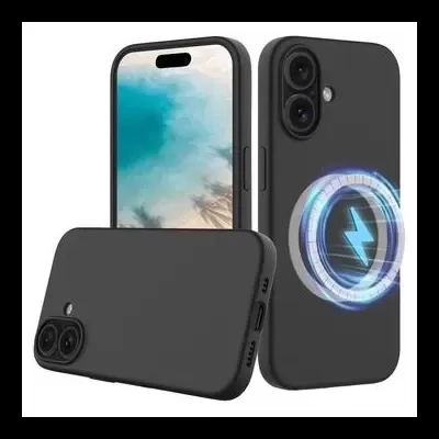 Capa de telemóvel preta com símbolo de carregamento azul no centro