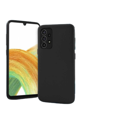 Telemóvel com capa protetora preta fosca e ecrã ligado com padrão abstrato verde e amarelo